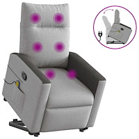 vidaXL Massagefåtölj med uppresningshjälp molngrå tyg