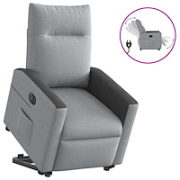 vidaXL Elektrisk reclinerfåtölj med uppresningshjälp ljusgrå tyg