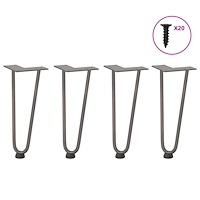 vidaXL Hårnålsformade bordsben 4 st naturstål 30 cm massivt stål