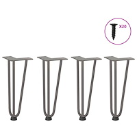 vidaXL Hårnålsformade bordsben 4 st naturstål 30 cm massivt stål