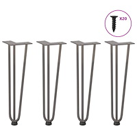 vidaXL Hårnålsben för soffbord 4 st naturstål 42 cm massivt stål
