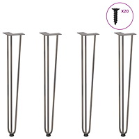 vidaXL Hårnålsformade bordsben 4 st naturstål 72 cm massivt stål