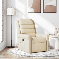 vidaXL Massagefåtölj gräddvit tyg