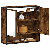 vidaXL Spegelskåp för badrum rökfärga ek 65x20x60 cm konstruerat trä