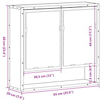 vidaXL Spegelskåp för badrum rökfärga ek 65x20x60 cm konstruerat trä