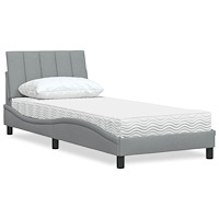 vidaXL Säng med madrass ljusgrå 80x200 cm tyg