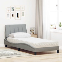 vidaXL Säng med madrass ljusgrå 90x190 cm tyg
