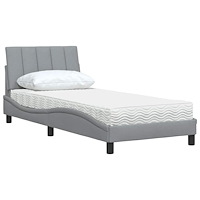 vidaXL Säng med madrass ljusgrå 90x190 cm tyg