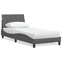 vidaXL Säng med madrass mörkgrå 90x190 cm tyg