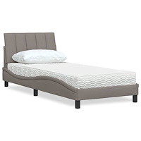 vidaXL Säng med madrass taupe 90x200 cm tyg