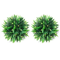 vidaXL Plastkulor av buxbom med LED-lampor 2 st gröna 20 cm