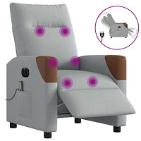 vidaXL Elektrisk massagefåtölj ljusgrå tyg