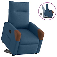vidaXL Reclinerfåtölj med uppresningshjälp blå tyg