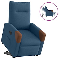vidaXL Elektrisk reclinerfåtölj med uppresningshjälp blå tyg