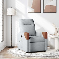 vidaXL Massagefåtölj ljusgrå tyg