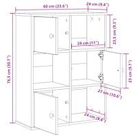 vidaXL Bokhylla vit 60x24x76,5 cm konstruerat trä