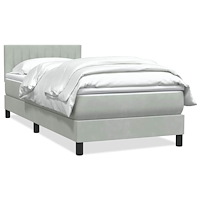 vidaXL Ramsäng med madrass ljusgrå 80x210 cm sammet