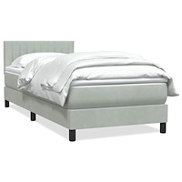 vidaXL Ramsäng med madrass ljusgrå 90x210 cm sammet