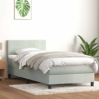 vidaXL Ramsäng med madrass ljusgrå 90x210 cm sammet