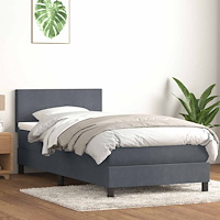 vidaXL Ramsäng med madrass mörkgrå 90x210 cm sammet