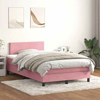 vidaXL Ramsäng med madrass rosa 120x220 cm sammet
