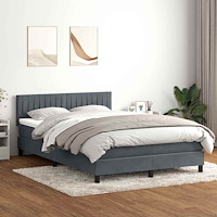 vidaXL Ramsäng med madrass mörkgrå 140x210 cm sammet