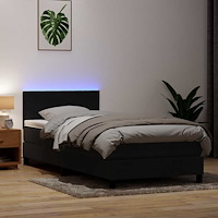vidaXL Resårsäng med madrass och LED svart 90x220 cm sammet