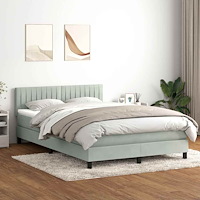 vidaXL Ramsäng med madrass ljusgrå 140x220 cm sammet