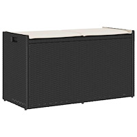 vidaXL Förvaringsbänk för utomhusbruk dyna svart 100 cm konstrotting