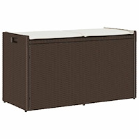 vidaXL Förvaringsbänk för utomhusbruk med dyna brun 100cm konstrotting