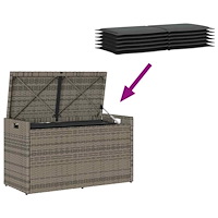 vidaXL Förvaringsbänk för utomhusbruk med dyna grå 100 cm konstrotting