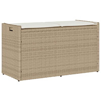 vidaXL Förvaringsbänk för utomhusbruk dyna beige 100 cm konstrotting