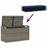 vidaXL Förvaringsbänk för utomhusbruk dyna grå 100 cm konstrotting