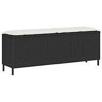 vidaXL Trädgårdsbänk med dyna svart 110x30x40,5 cm konstrotting