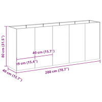 vidaXL Planteringskärl vit 200x40x80 cm kallvalsat stål