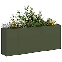 vidaXL Planteringskärl olivgrön 200x40x80 cm kallvalsat stål