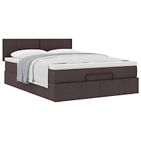 vidaXL Ottoman säng med madrass mörkbrun 140x190 cm tyg
