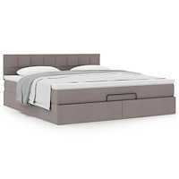 vidaXL Ottoman sängram med madrass taupe 180x200 cm tyg