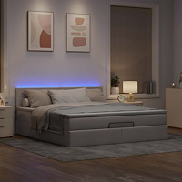 vidaXL Ottomansk säng med madrass och LED-lampor taupe 180x200cm tyg