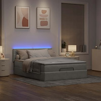 vidaXL Ottoman sängram med madrass ljusgrå 140x200 cm sammet