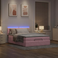 vidaXL Ottoman sängram med madrass rosa 140x190 cm sammet