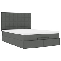vidaXL Ottoman sängram med madrass mörkgrå 140x190 cm tyg