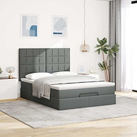 vidaXL Ottoman sängram med madrass mörkgrå 140x190 cm tyg