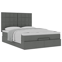 vidaXL Ottoman sängram med madrass mörkgrå 140x190 cm tyg
