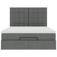 vidaXL Ottoman sängram med madrass mörkgrå 140x190 cm tyg
