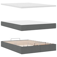 vidaXL Ottoman sängram med madrass mörkgrå 140x190 cm tyg