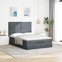 vidaXL Ottoman sängram med madrasser mörkgrå 140x200 cm sammet