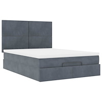vidaXL Ottoman sängram med madrasser mörkgrå 140x200 cm sammet