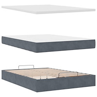 vidaXL Ottoman sängram med madrasser mörkgrå 140x200 cm sammet
