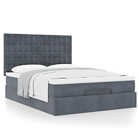 vidaXL Ottoman sängram med madrasser mörkgrå 140x200 cm sammet
